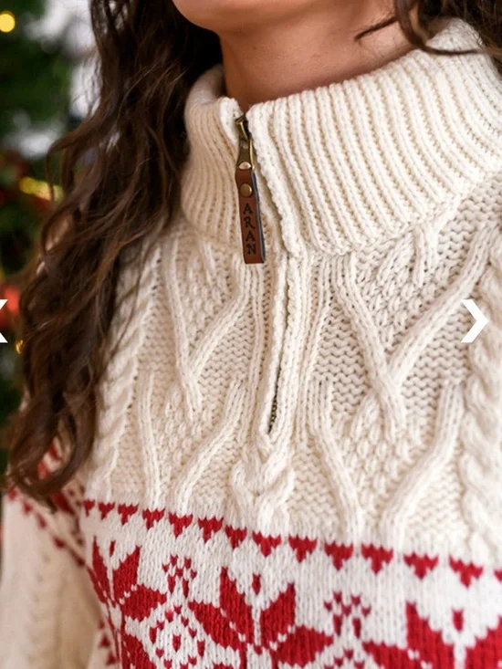 ARAN SWEATER MARKET Irish Knit 100% Wool Cream Cable Knit Half-Zip Sweater - Picture 9 of 14